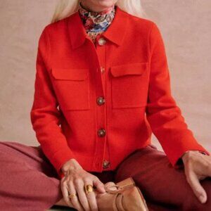 Sézane Betty Cardigan Coral Red